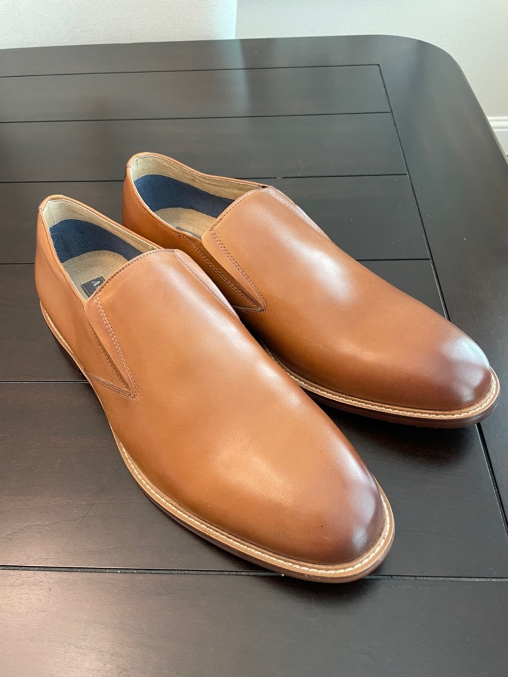 Men's Slip-On Leather Loafers in Cognac